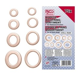 Assortiment koperen ringen INCH maten 75 delig