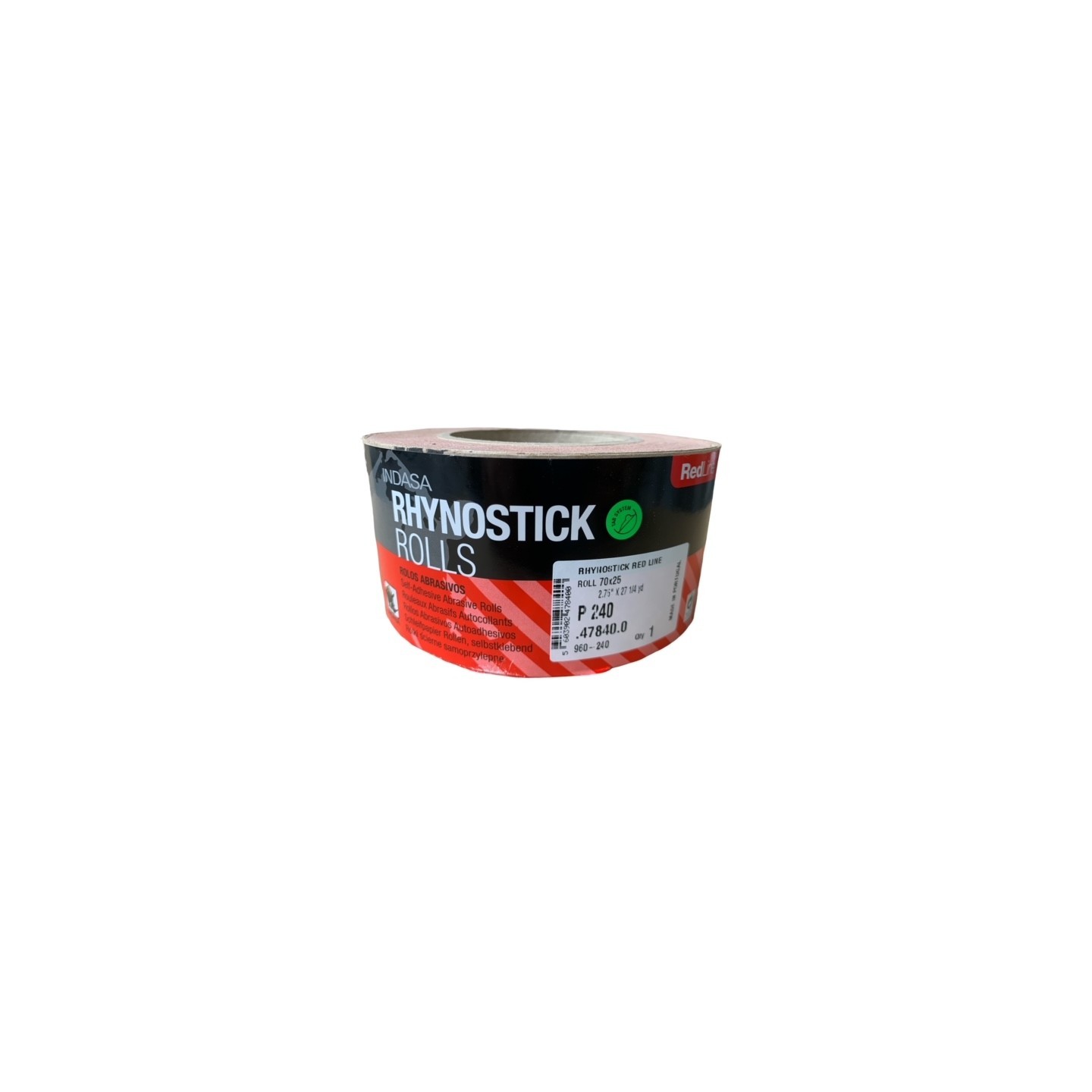 Zelfklevend schuurpapier 70mm breedt - 25 meter Indasa Rhynostick Redline