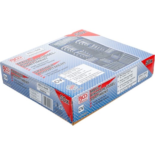 Steek-/ringsleutelassortiment Inch / Metrisch | 50-dlg BGS 32500
