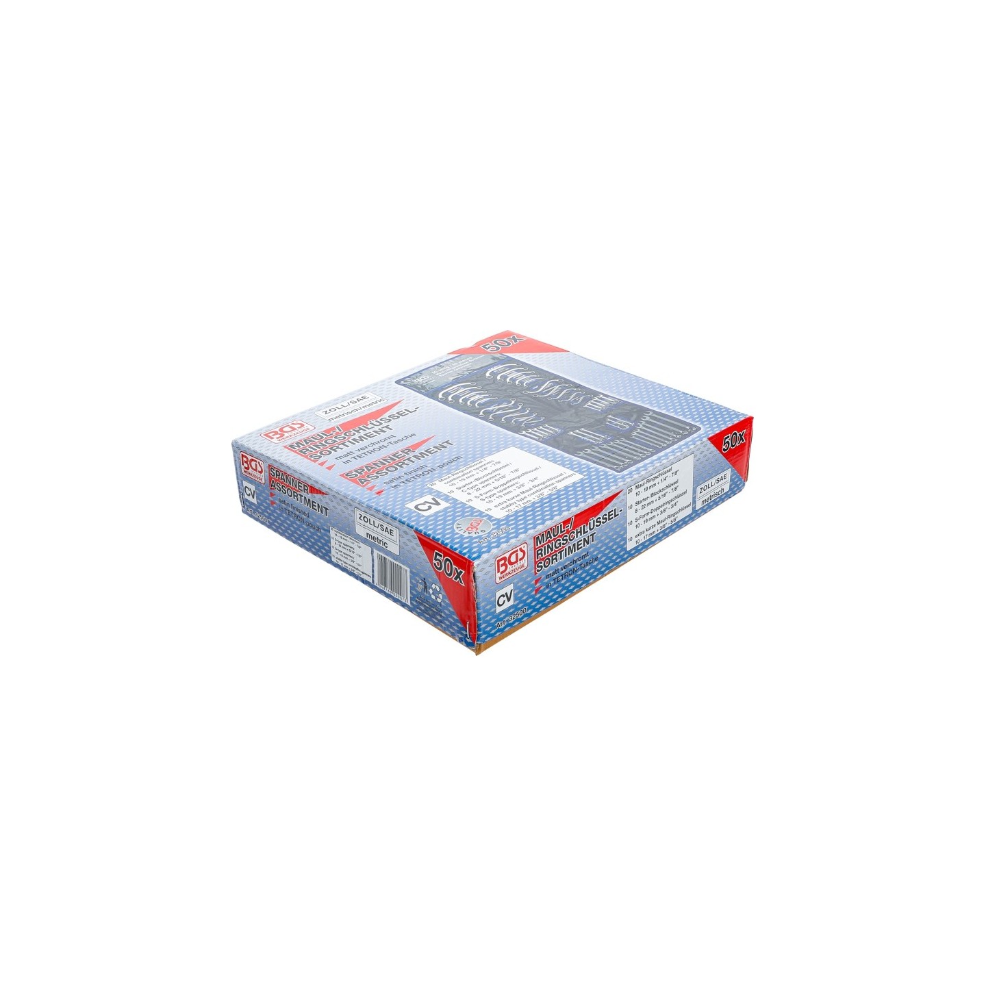 Ring/steeksleutel set 12-delig INCH maten