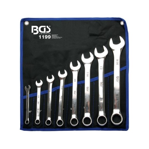 Withworth ring/steeksleutel set 8-delig INCH maten