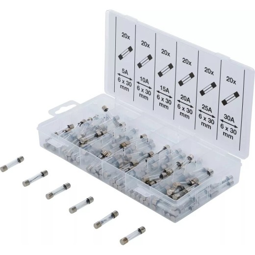Assortiment glaszekeringen 120-delig