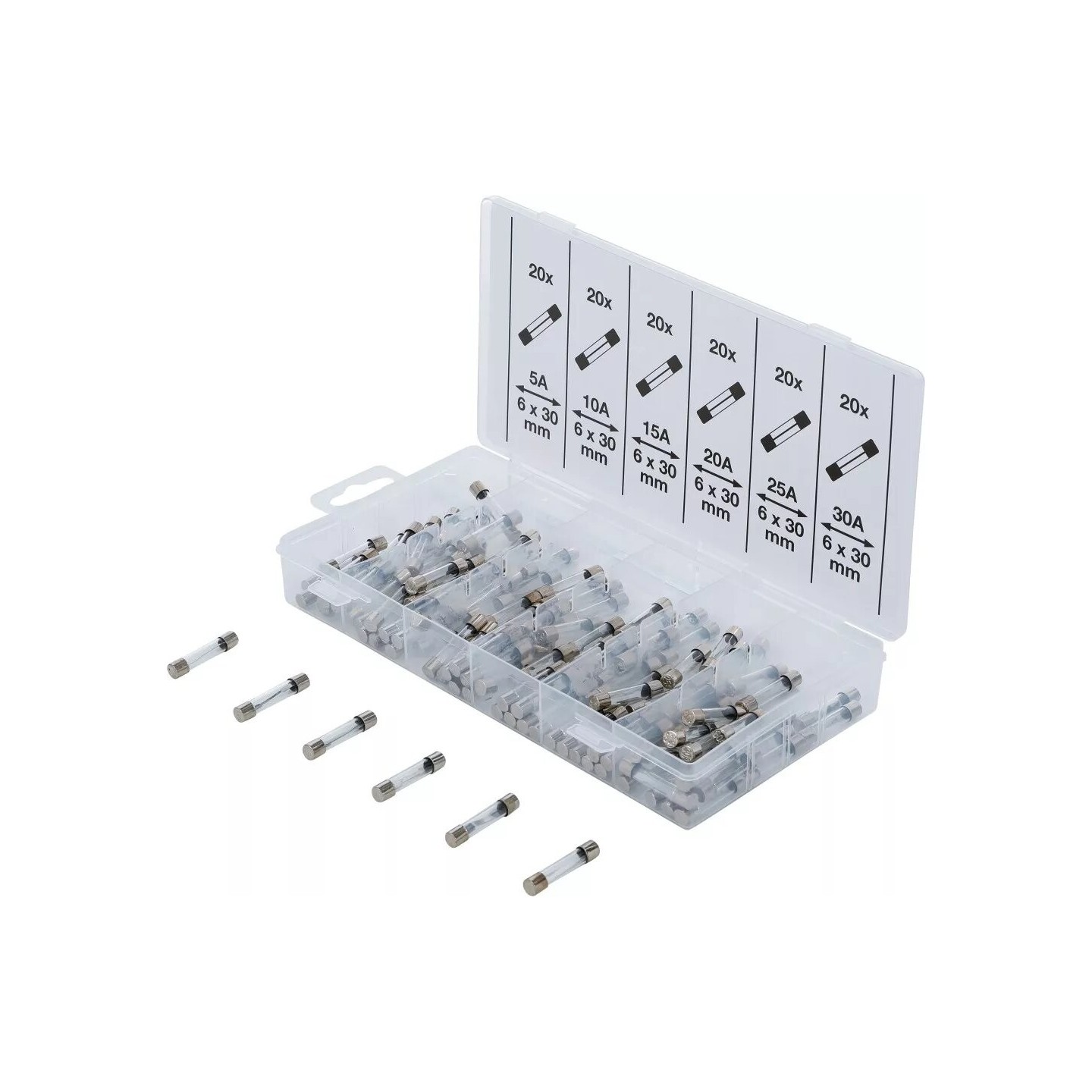 Assortiment glaszekeringen 120-delig