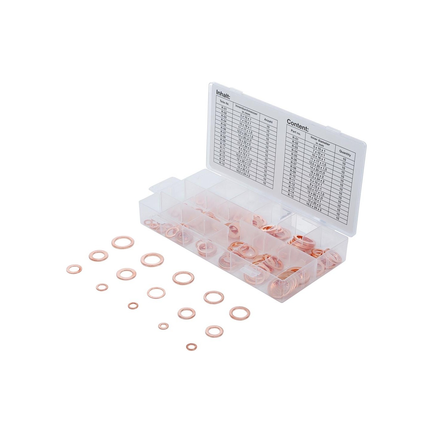Assortiment koperen ringen 220 delig