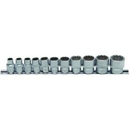 Doppenset 1/2" 10-delig LANGE UITVOERING INCH MATEN