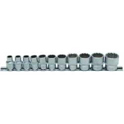 Doppenset 3/8" 11-delig twaalfkant INCH MATEN