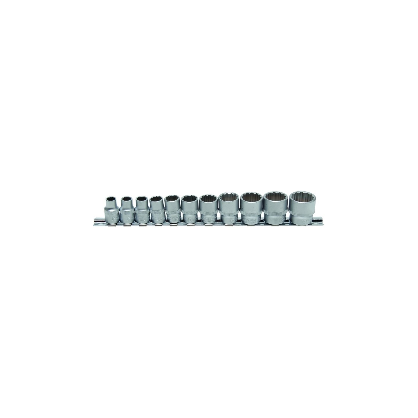 Doppenset 3/8" 11-delig twaalfkant INCH MATEN