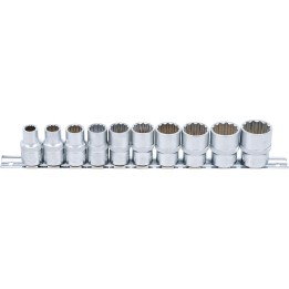 Doppenset 1/2" 10-delig LANGE UITVOERING INCH MATEN