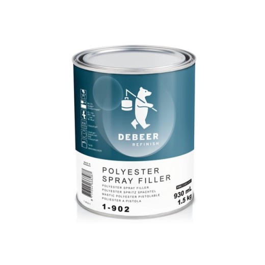 1-902 Polyester Spray Filler 1.5 kg De Beer