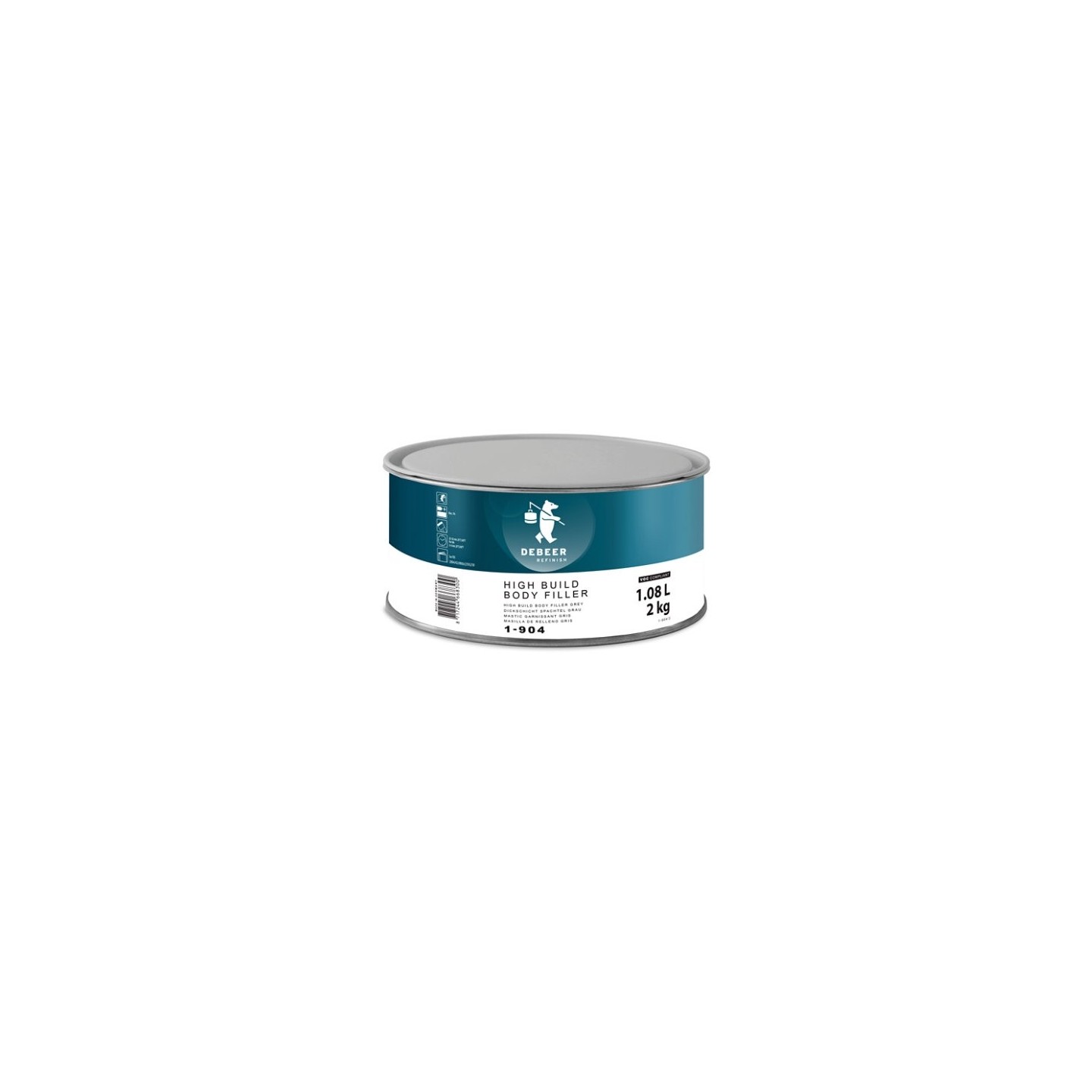 1-904 High Build Body Filler Grey 2 kg De Beer