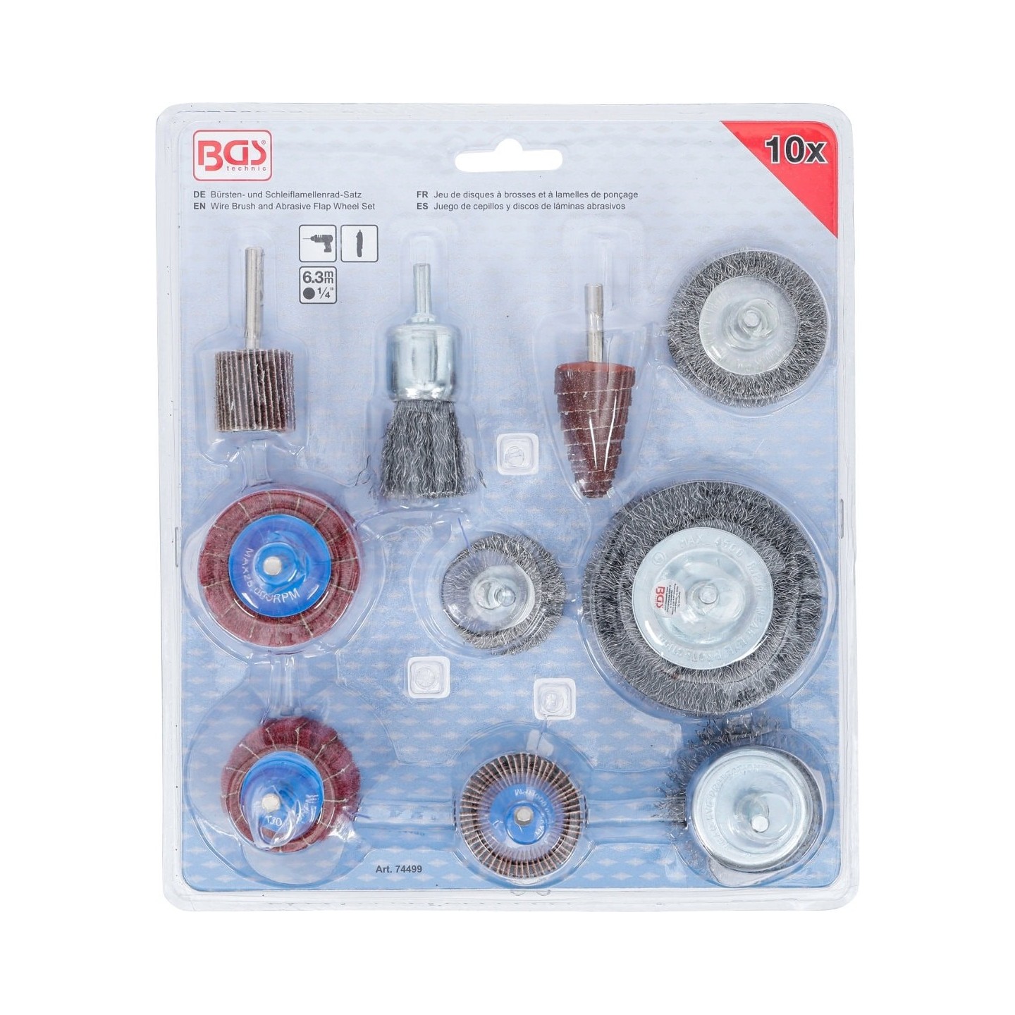 Set borstel- en schuurlamellenschijven, 10-delig BGS