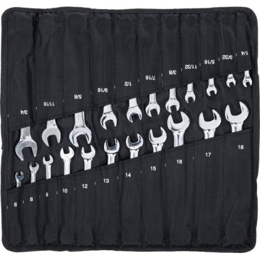 Ring/steeksleutel set 12-delig INCH maten