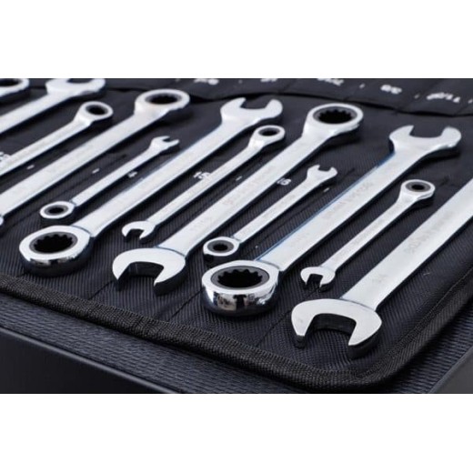 Ratelring-steeksleutel set | metrisch / Inch Maten | 22-delig BGS 30010