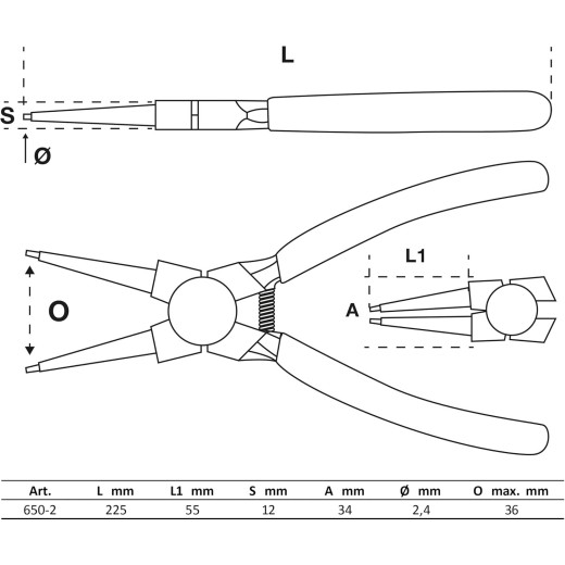 Circlip recht tang Inwendig  - BGS