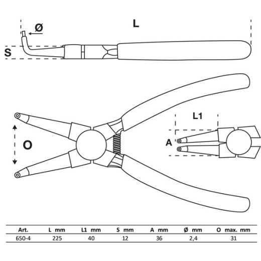 Circlip tang Inwendig Haaks  - BGS