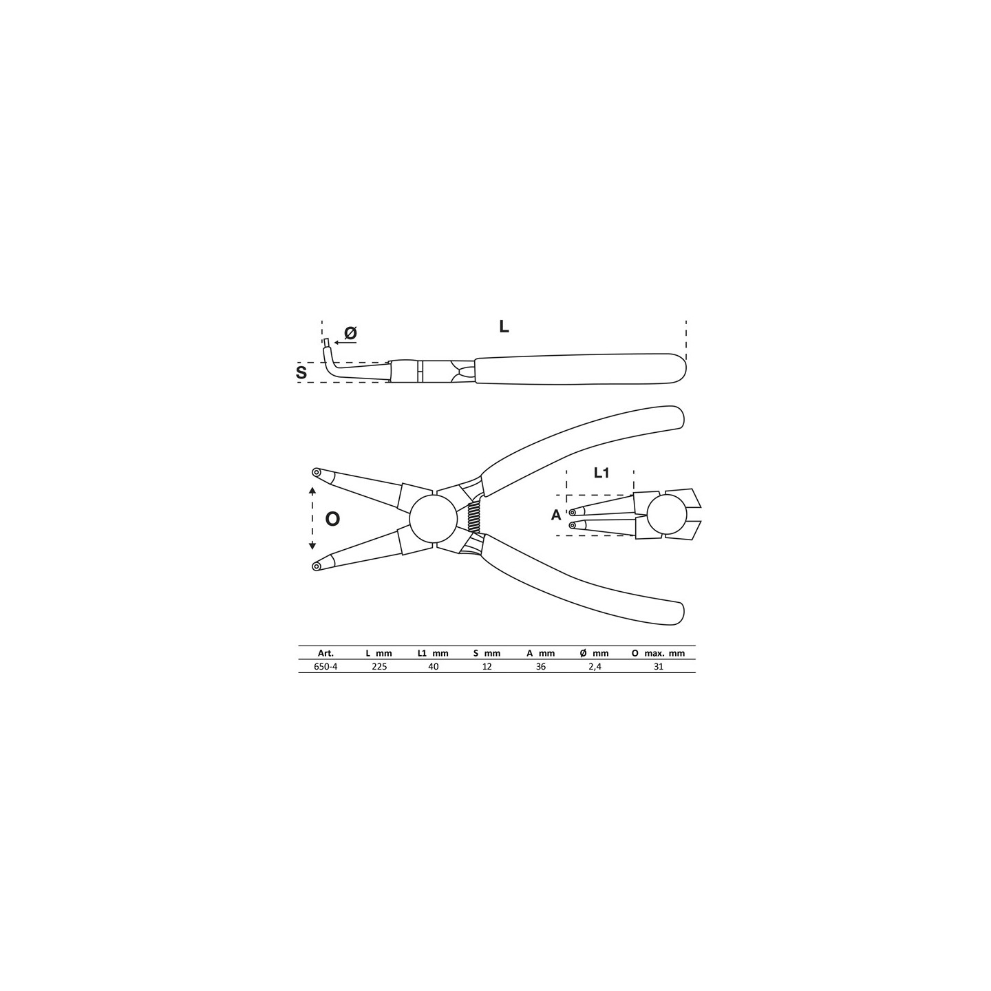 Circlip tang Inwendig Haaks  - LASER TOOLS