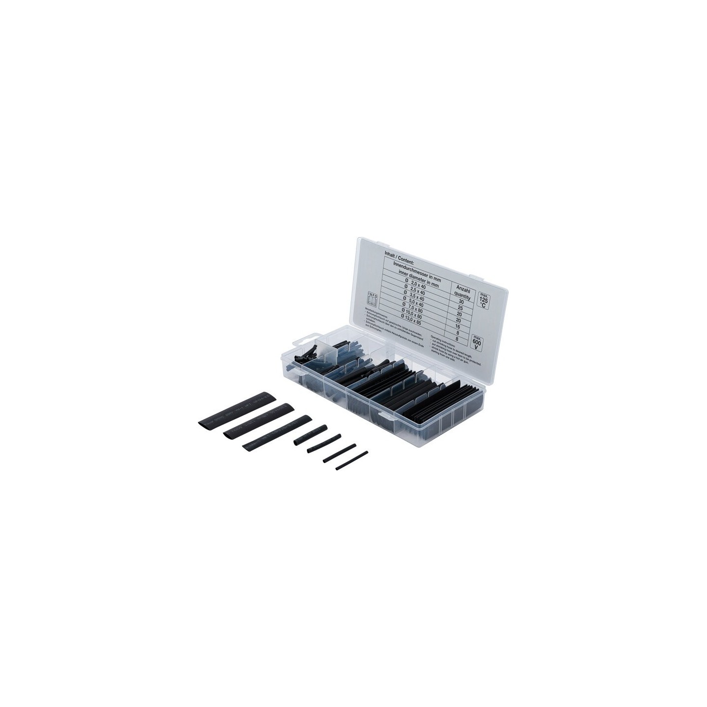 Assortiment krimpkousen zwart 127 delig