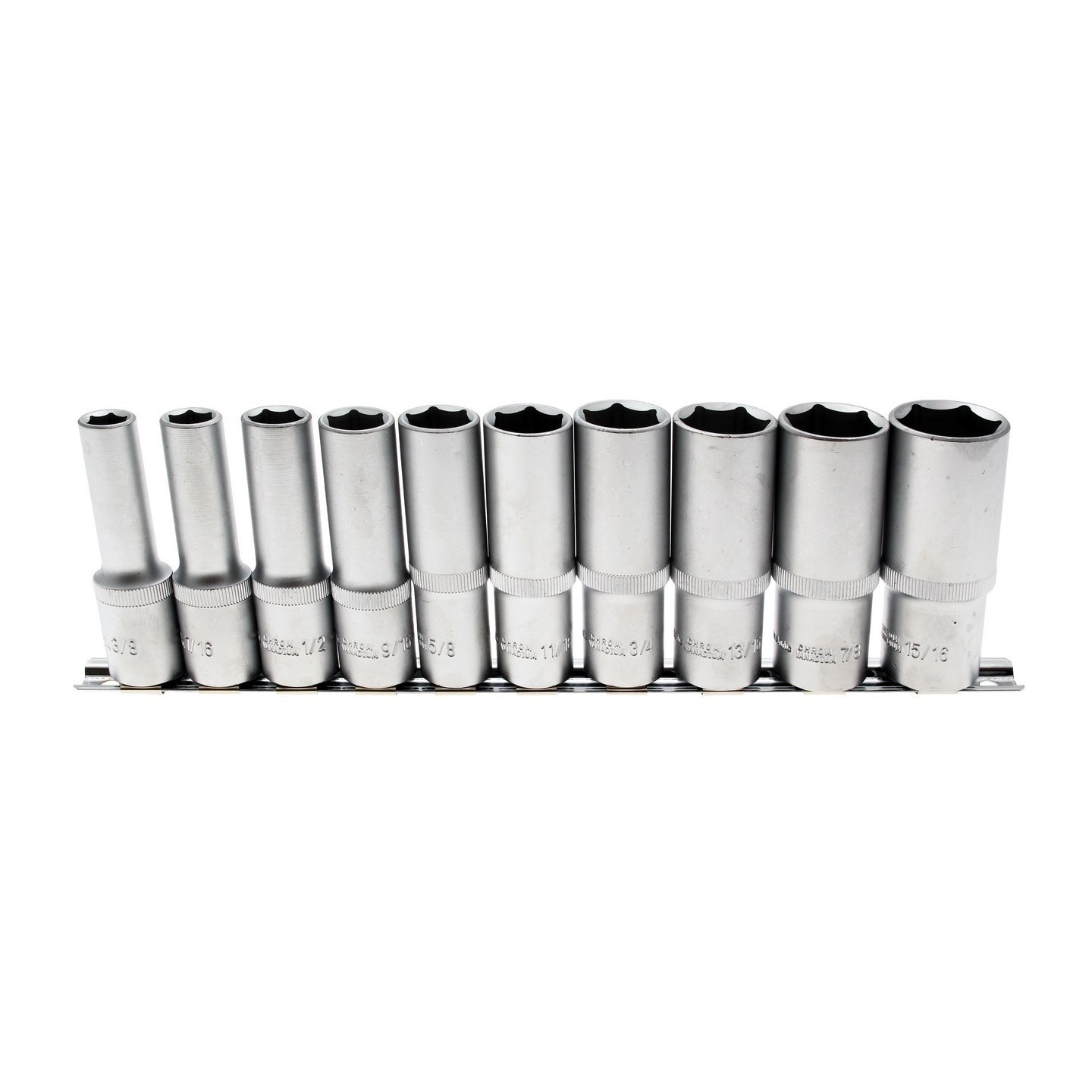 Doppenset 1/2" 10-delig LANGE UITVOERING INCH MATEN