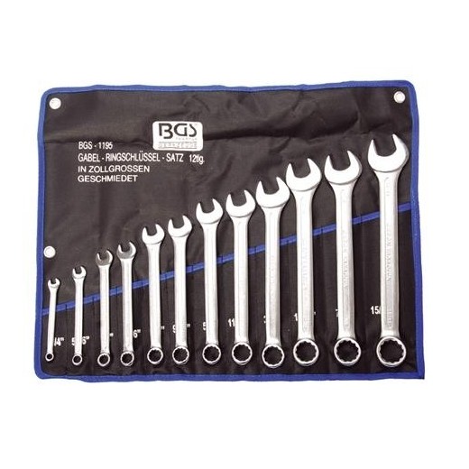 Ring/steeksleutel set 12-delig INCH maten