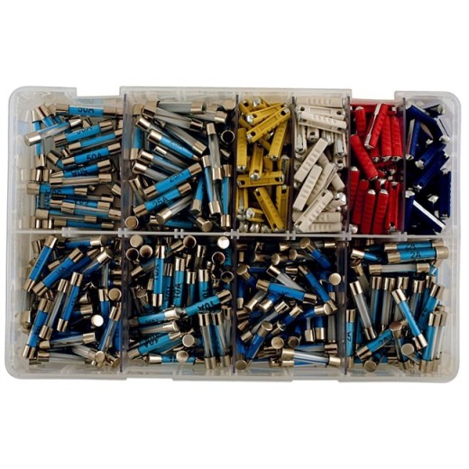 Assortiment zekeringen glas en keramisch - 480 delig