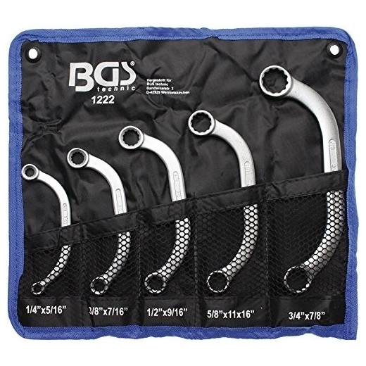 Startmotor sleutelset, Inch maten, 5 delig U vormig