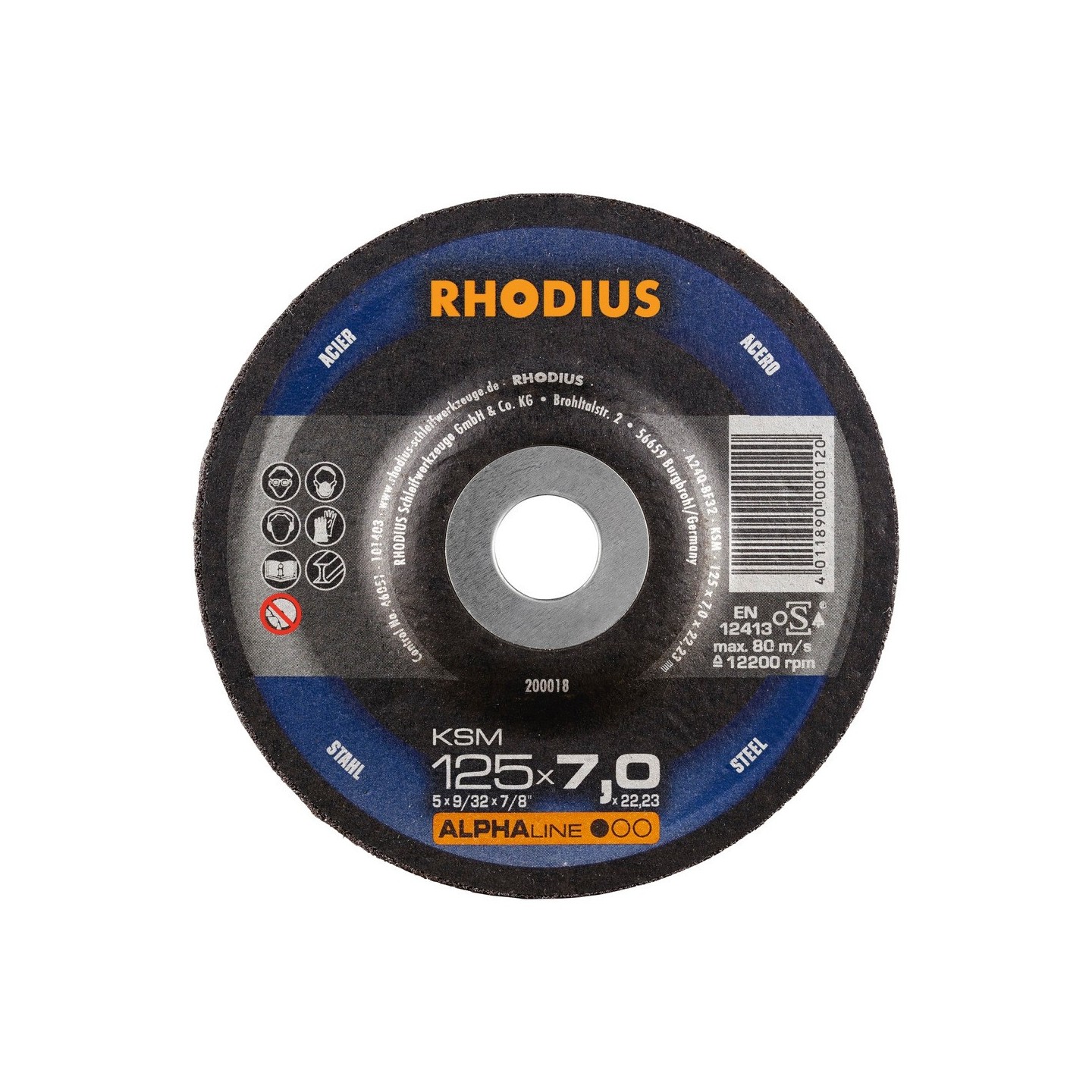 Afbraamschijf met kom 125x7mm KSM V27 Rhodius
