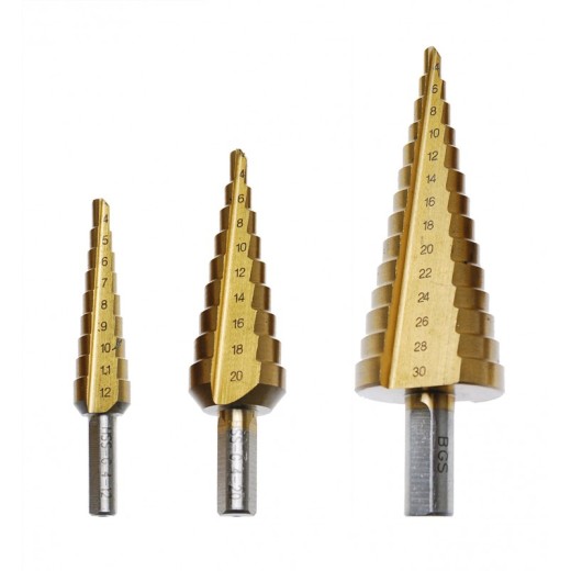 Stappenboor set 4-30mm titanium gecoat 3-delig