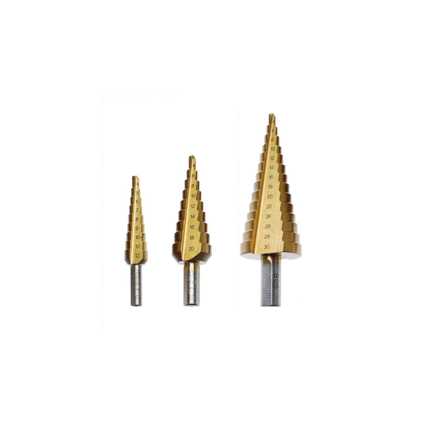 Stappenboor set 4-30mm titanium gecoat 3-delig