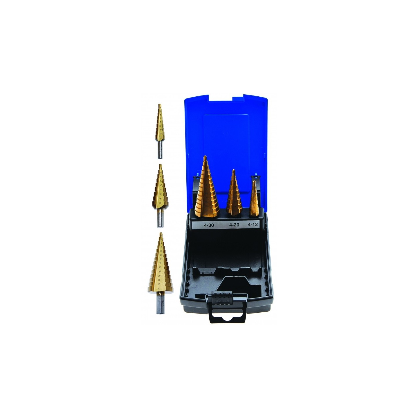 Stappenboor set 4-30mm titanium gecoat 3-delig