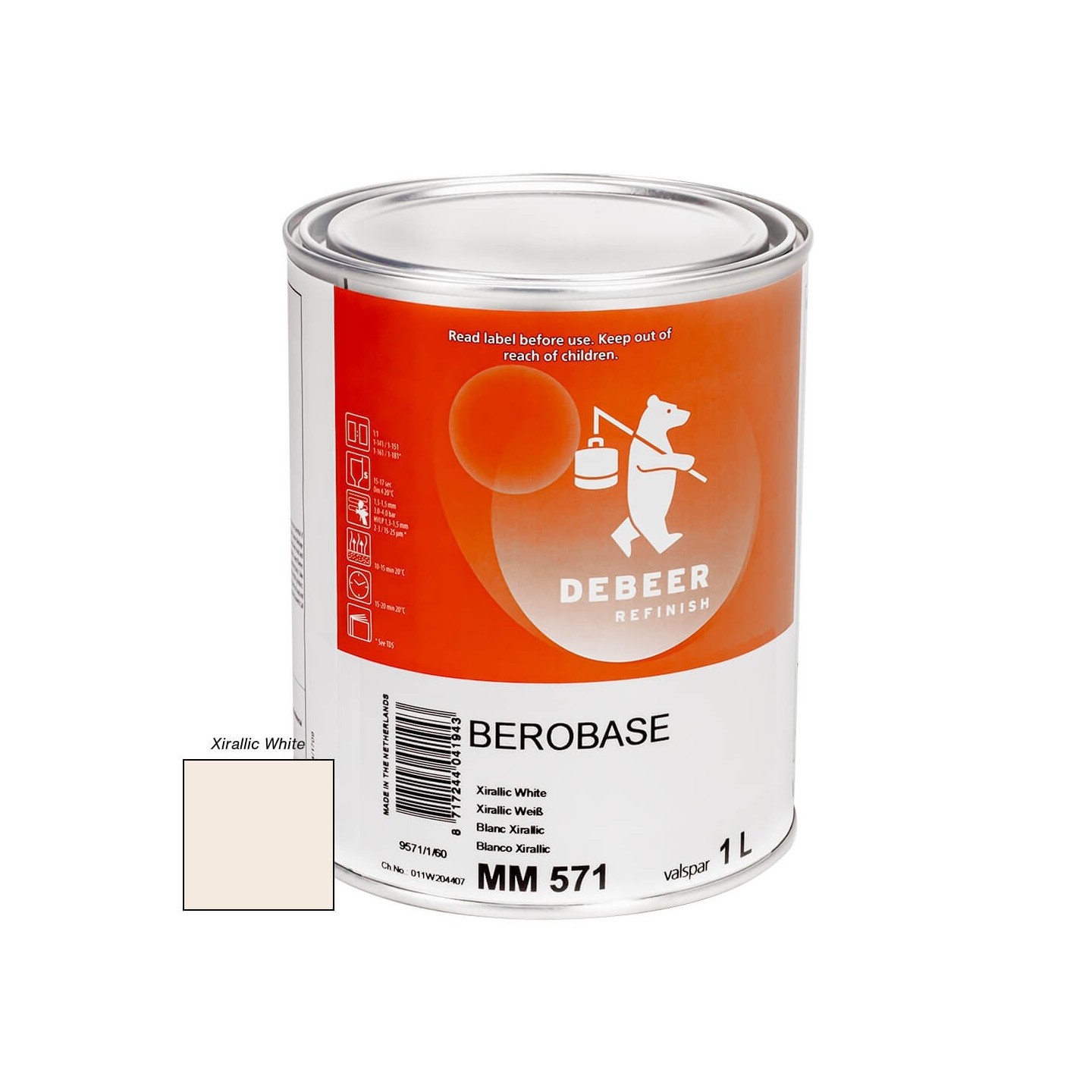 MM571 Xirallic White 1 Liter Mengkleur BeroBase 500 Series