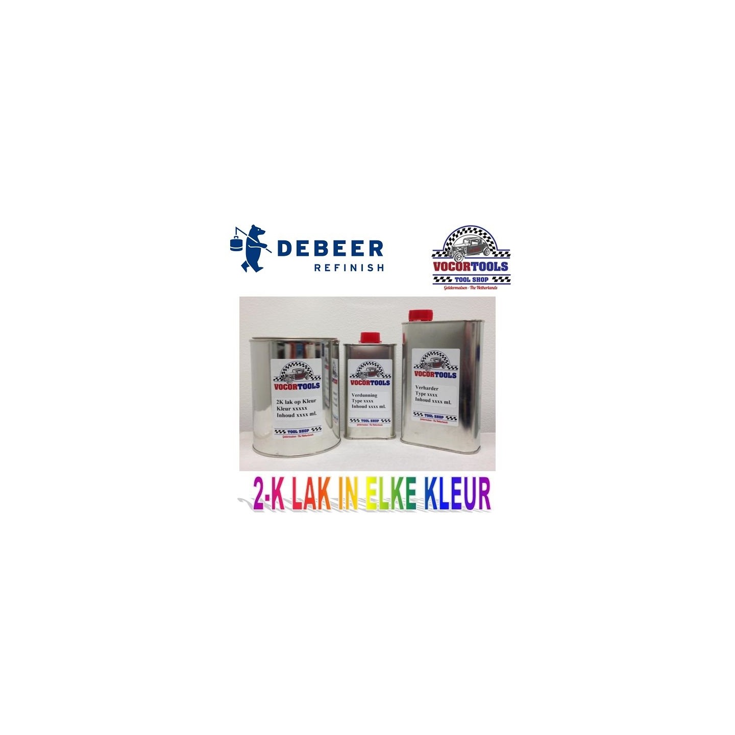2K Autolak op kleur set 1 liter incl. verharder en verdunner