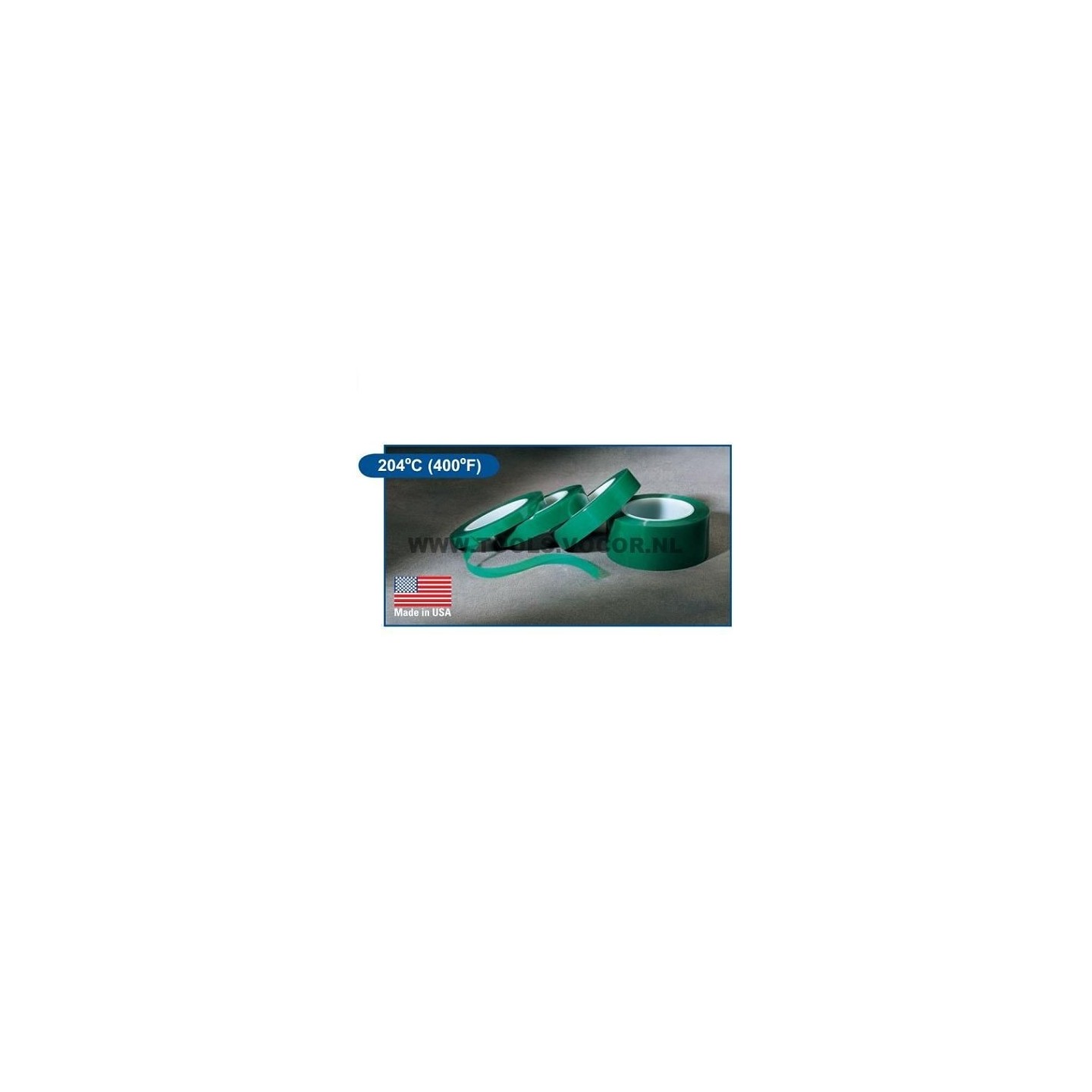 Poly tape groen A12, 204°C - 6,4mm breedt, 66 meter