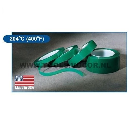 Poly tape groen A12, 204°C - 6,4mm breedt, 66 meter