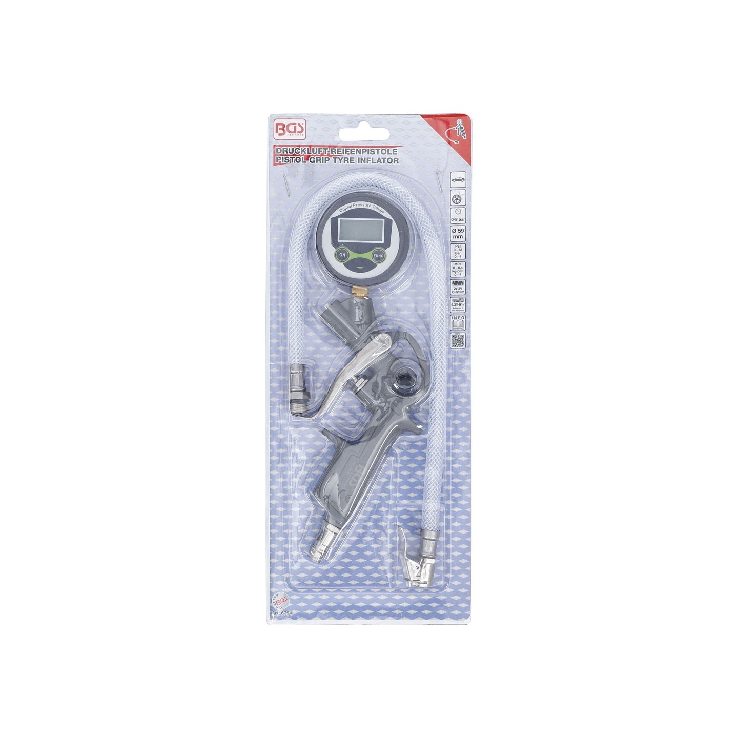 Bandenpomp digitaal | 0 – 8 bar BGS 6794